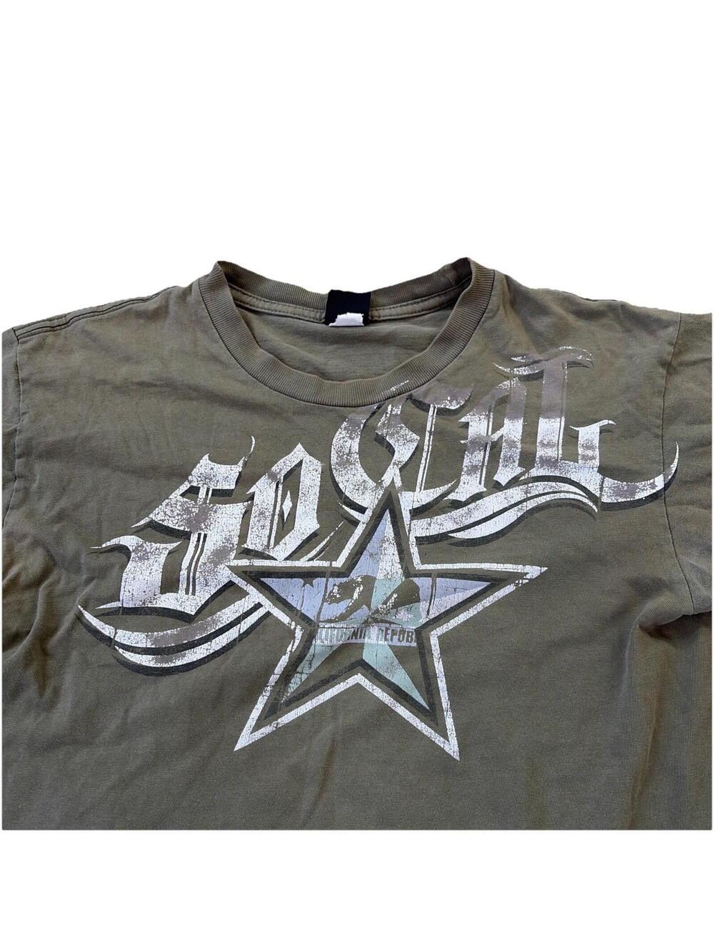 SoCal No Fear Mens Graphic T-Shirt In Green Star Logo Y2K Skate Tee No Tag